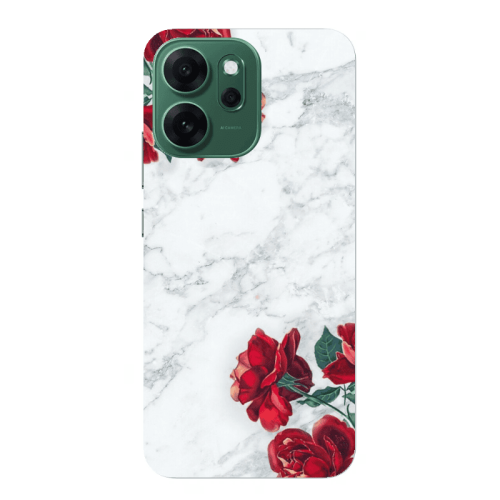 Oppo 14 F red roses marble Transparent Silicone TPU Θήκη